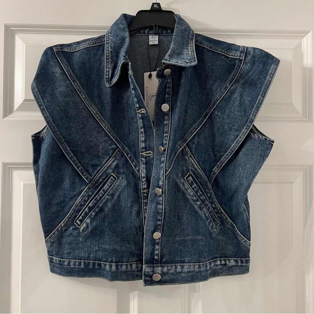 Structural Elegantine Blue Denim Vest for Women